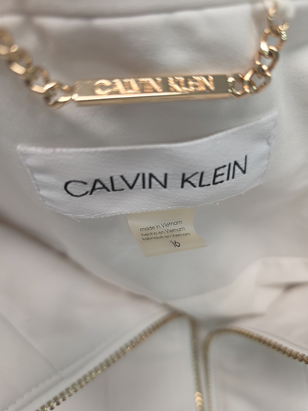 Calvin Klein Cream Zip-Front Blazer Jacket - Picture 3 of 8
